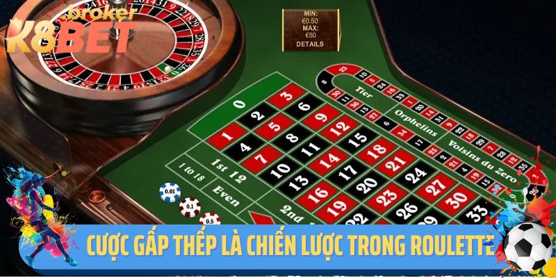 Cược gấp thếp là một chiến lược phổ biến trong Roulette K8BET